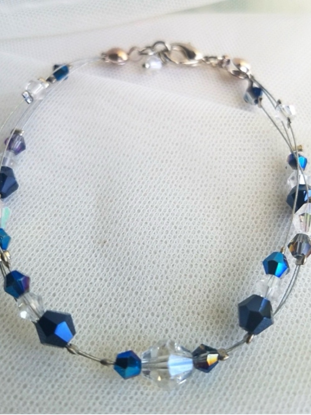Swarovski Elements Aurora Borealis &  Dark Metallic Blue Bracelet NEW
